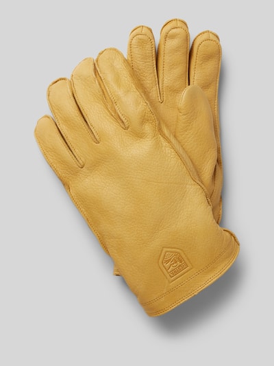 Peek & Cloppenburg HestraLederhandschuhe mit Label-Prägung Modell 'Jon' in beige