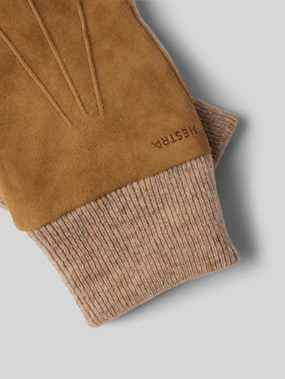 Peek & Cloppenburg HestraLederhandschuhe Mit Label-Schriftzug Modell 'Geoffrey' In Camel