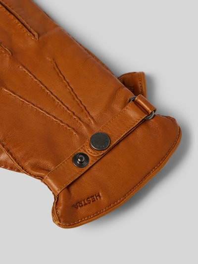 Peek & Cloppenburg HestraLederhandschuhe Mit Verstellbarem Verschluss Modell 'Jake' In Cognac