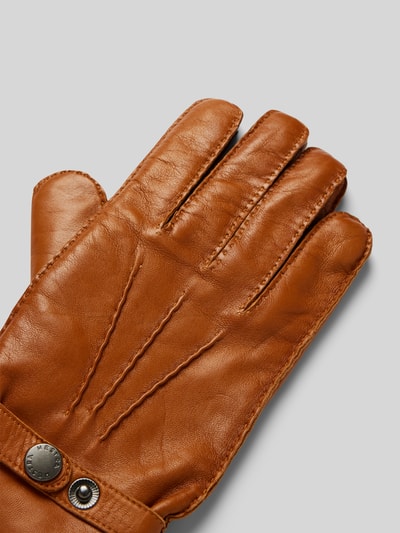 Peek & Cloppenburg HestraLederhandschuhe Mit Verstellbarem Verschluss Modell 'Jake' In Cognac