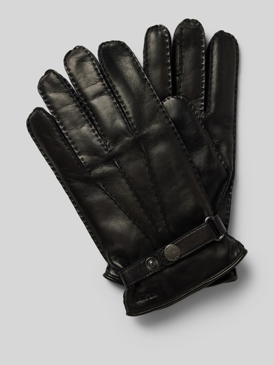 Peek & Cloppenburg HestraLederhandschuhe mit verstellbarem Verschluss Modell 'Jake' in black