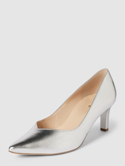 Peek & Cloppenburg HöglPumps aus Leder mit Pfennigabsatz in silber
