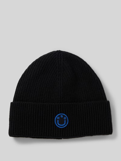 Peek & Cloppenburg Hugo BlueBeanie Aus Woll-Mix Mit Stitching Modell 'Xafi' In Black
