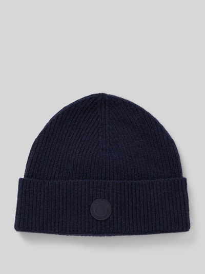 Peek & Cloppenburg Hugo BlueBeanie aus Woll-Mix mit Stitching Modell 'Xafi' in dunkelblau