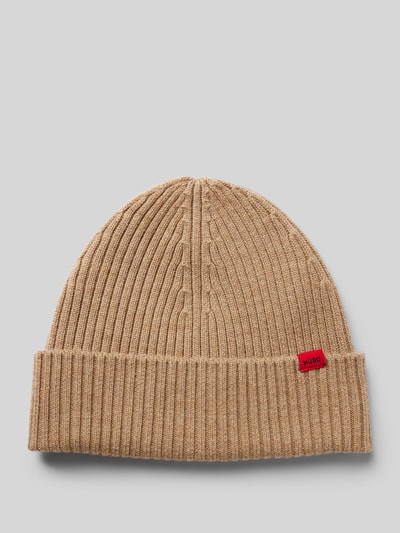 Peek & Cloppenburg HUGOBeanie aus Schurwolle mit Label-Patch Modell 'Xola' in sand