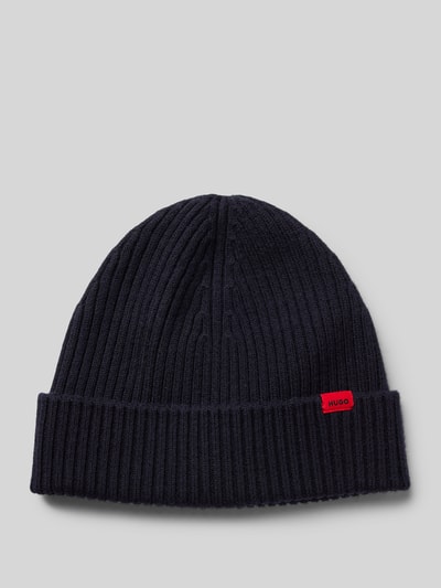 Peek & Cloppenburg HUGOBeanie aus Schurwolle mit Label-Patch Modell 'Xola' in dunkelblau
