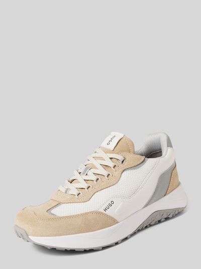 Peek & Cloppenburg HUGOLedersneaker mit Kontrastbesatz Modell 'Kane' in beige