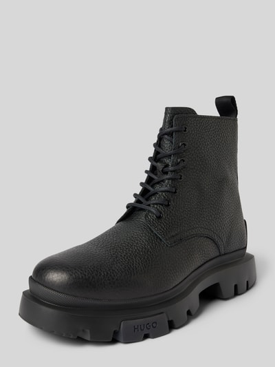 Peek & Cloppenburg HUGOSchnürboots aus Leder mit Label-Details Modell 'Fabyan' in black