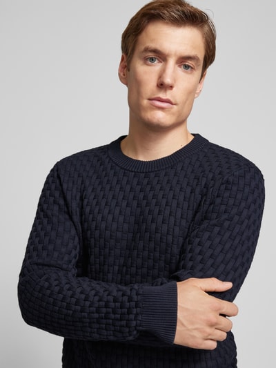 Peek & Cloppenburg HUGOStrickpullover Mit Strukturmuster Modell 'Stubon' In Marine