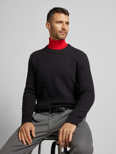 Peek & Cloppenburg HUGOStrickpullover Mit Strukturmuster Modell 'Stubon' In Black