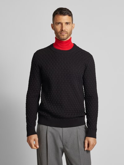 Peek & Cloppenburg HUGOStrickpullover Mit Strukturmuster Modell 'Stubon' In Black