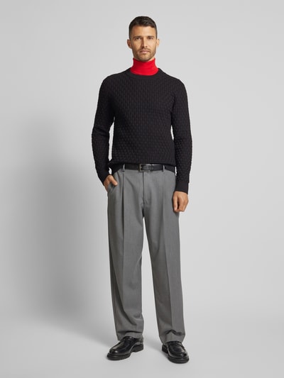 Peek & Cloppenburg HUGOStrickpullover mit Strukturmuster Modell 'Stubon' in black