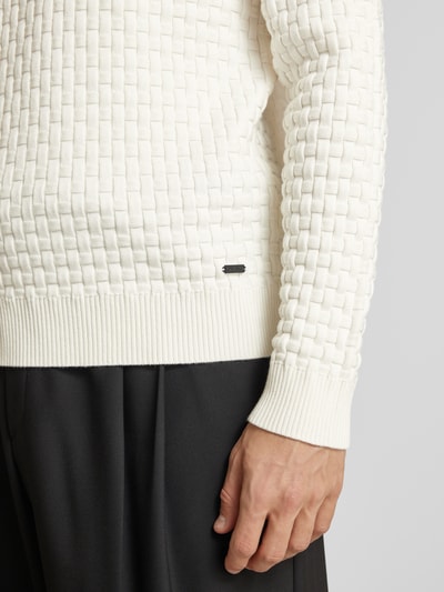 Peek & Cloppenburg HUGOStrickpullover Mit Strukturmuster Modell 'Stubon' In Offwhite