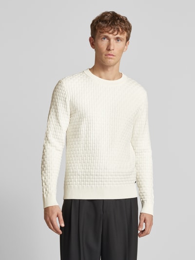 Peek & Cloppenburg HUGOStrickpullover Mit Strukturmuster Modell 'Stubon' In Offwhite