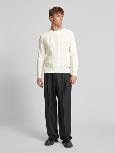 Peek & Cloppenburg HUGOStrickpullover mit Strukturmuster Modell 'Stubon' in offwhite