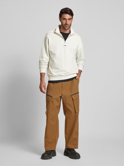 Peek & Cloppenburg HUGOSweatshirt mit Troyer-Kragen Modell "Durty" in offwhite