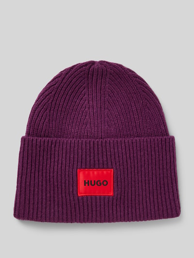 Peek & Cloppenburg HUGOWollmütze mit Label-Patch Modell 'Saffa' in bordeaux
