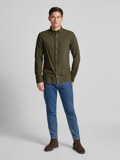 Peek & Cloppenburg Jack & Jones PremiumFreizeithemd Mit Button-Down-Kragen Modell 'BROOK' In Oliv