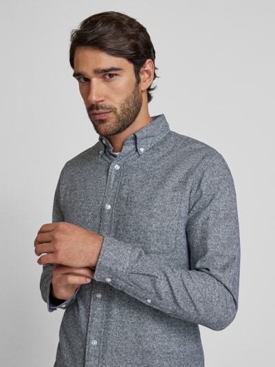 Peek & Cloppenburg Jack & Jones PremiumSlim Fit Freizeithemd Button-Down-Kragen Modell 'BLUNORRIS' In Marine