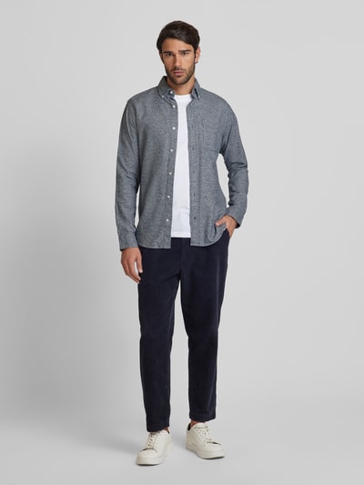 Peek & Cloppenburg Jack & Jones PremiumSlim Fit Freizeithemd Button-Down-Kragen Modell 'BLUNORRIS' In Marine