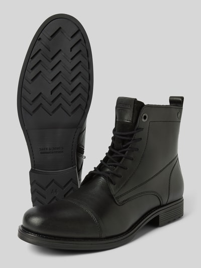 Peek & Cloppenburg Jack & JonesSchnürboots Aus Leder Mit Ziernähten Modell 'SHAUN' In Black