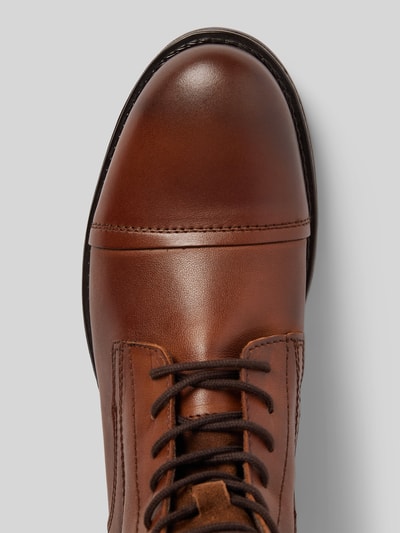 Peek & Cloppenburg Jack & JonesSchnürboots Aus Leder Mit Ziernähten Modell 'SHAUN' In Cognac