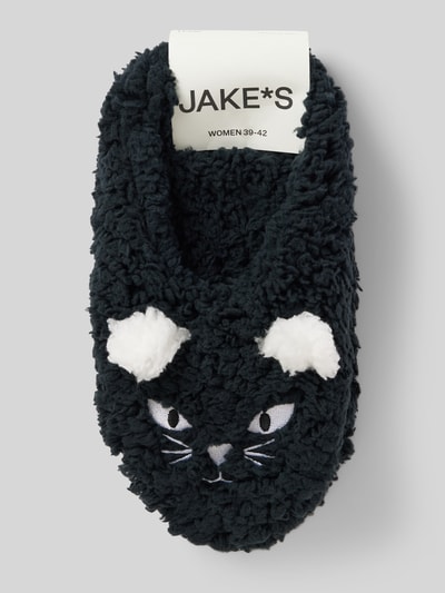 Peek & Cloppenburg Jake*s CasualHausschuhe Mit Motiv-Stitching In Black