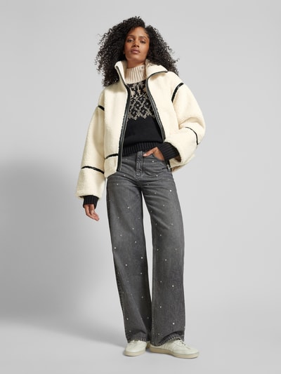 Peek & Cloppenburg Jake*s CasualRelaxed Fit Fleecejacke mit Stehkragen in ecru