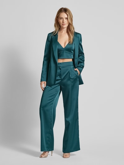 Peek & Cloppenburg Jake*s CocktailRegular Fit Bundfaltenhose aus Satin mit Paspeltasche am Gesäß in dunkelgruen melange