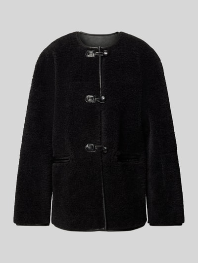 Peek & Cloppenburg Jake*s CollectionFleecejacke Mit Knopfverschluss Und Eingrifftaschen In Black