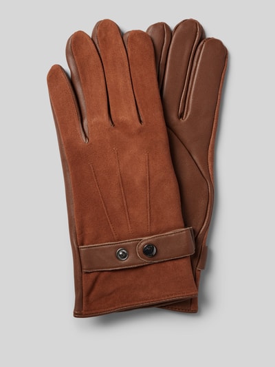 Peek & Cloppenburg JOOP! CollectionLederhandschuhe aus Schafsleder mit Druckknopfriegel in cognac