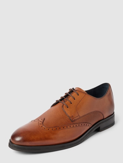 Peek & Cloppenburg JOOP! SHOESDerby-Schuhe aus Büffelleder mit Label-Prägung in cognac