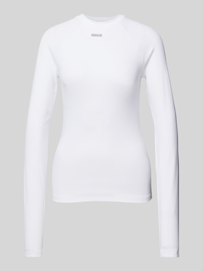 Peek & Cloppenburg Karo KauerLongsleeve mit Label-Applikation in weiss