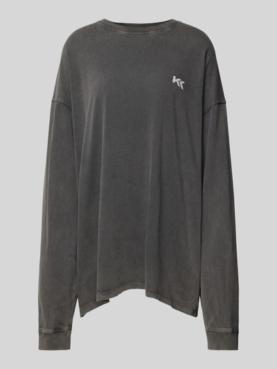 Peek & Cloppenburg Karo KauerOversized Longsleeve mit Logo-Print in anthrazit