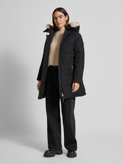 Peek & Cloppenburg khujoSteppmantel mit Label-Details Modell 'Teddy' in black