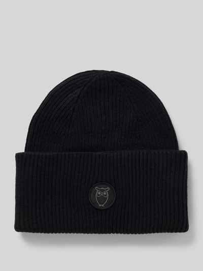 Peek & Cloppenburg Knowledge Cotton ApparelMütze aus Wolle mit Label-Patch in black