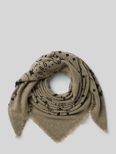 Peek & Cloppenburg KujtenSchal aus Kaschmir mit Fransen Modell 'HACHIKO' in khaki melange