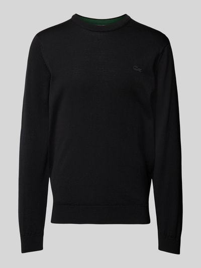 Peek & Cloppenburg LacosteStrickpullover Aus Reiner Wolle Mit Logo-Patch In Black