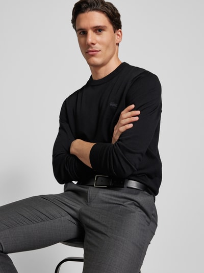 Peek & Cloppenburg LacosteStrickpullover Aus Reiner Wolle Mit Logo-Patch In Black