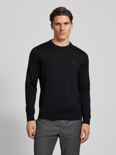 Peek & Cloppenburg LacosteStrickpullover Aus Reiner Wolle Mit Logo-Patch In Black