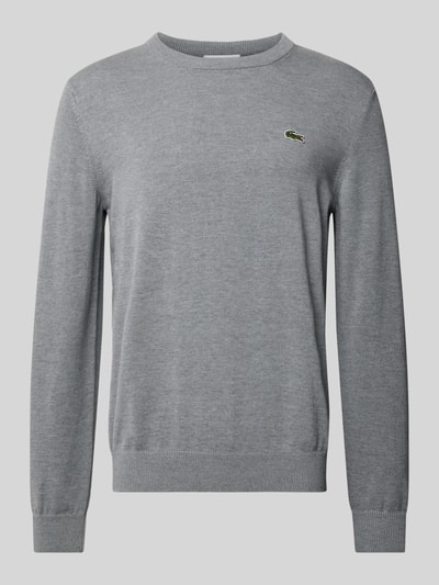 Peek & Cloppenburg LacosteStrickpullover Mit Logo-Patch In Hellgrau Melange