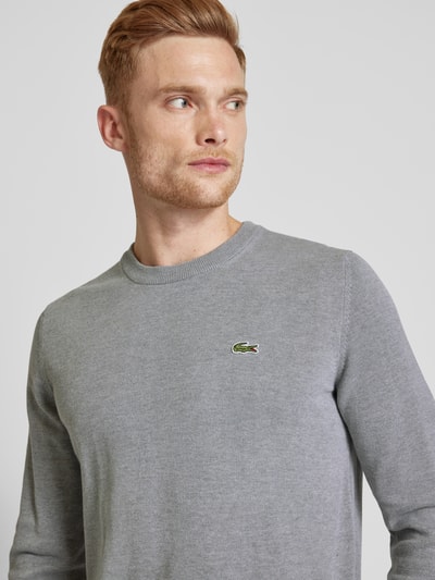 Peek & Cloppenburg LacosteStrickpullover Mit Logo-Patch In Hellgrau Melange