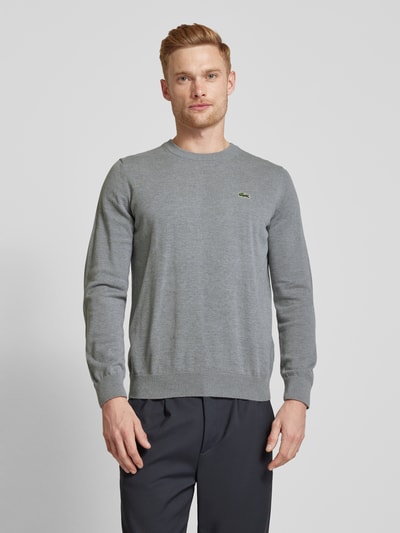 Peek & Cloppenburg LacosteStrickpullover Mit Logo-Patch In Hellgrau Melange
