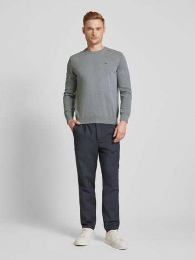 Peek & Cloppenburg LacosteStrickpullover mit Logo-Patch in hellgrau melange