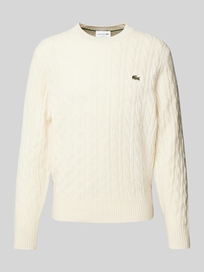 Peek & Cloppenburg LacosteStrickpullover Mit Logo-Patch In Offwhite