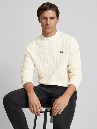 Peek & Cloppenburg LacosteStrickpullover Mit Logo-Patch In Offwhite