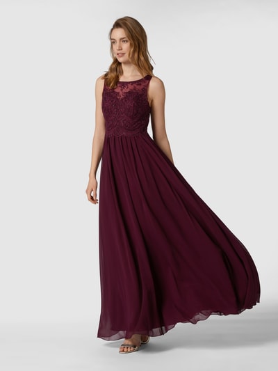 Peek & Cloppenburg LaonaAbendkleid mit Ziersteinen und floralen Stickereien in bordeaux