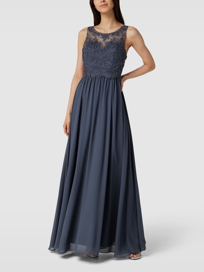 Peek & Cloppenburg LaonaAbendkleid mit Ziersteinen und floralen Stickereien in rauchblau