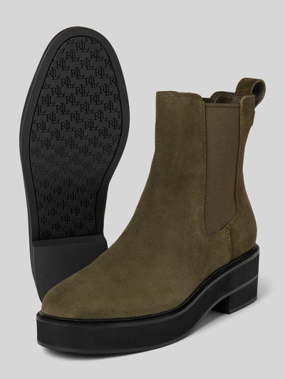 Peek & Cloppenburg Lauren Ralph LaurenChelsea Boots Aus Leder Mit Zugschlaufe Modell 'ADRIANNA' In Oliv