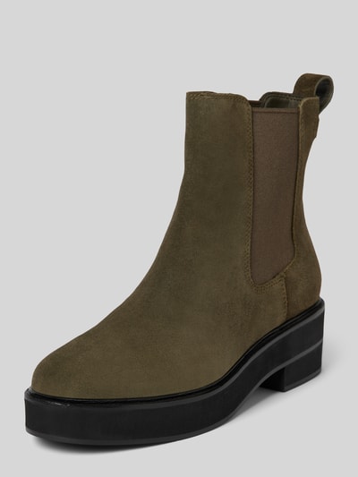 Peek & Cloppenburg Lauren Ralph LaurenChelsea Boots aus Leder mit Zugschlaufe Modell 'ADRIANNA' in oliv